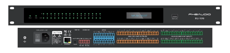 MU-1616 16*16 Pemproses Audio DSP Rangkaian Dante